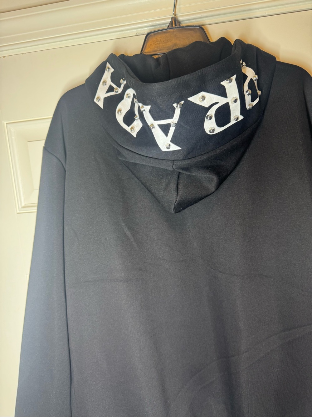 Black Hooded Bomber Jacket. No Brand. Approx.25.5 inches Wide when Zipped Close. - Picture 7 of 11